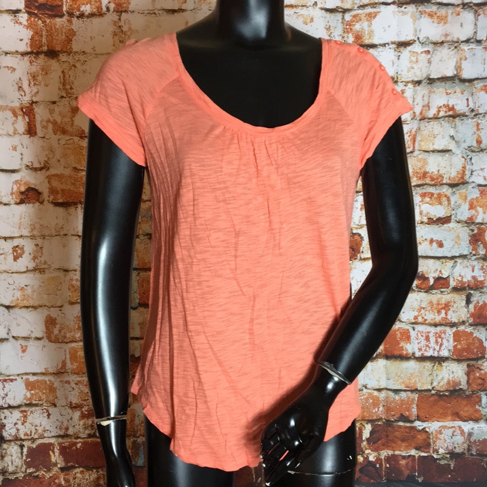 Lucky Brand Scoop Neck Orange Shirt
